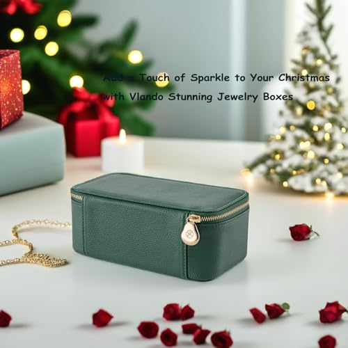 VLANDO Travel Jewelry Box Organizer – Portable PU Leather Jewelry Case with 6/8/12 Zippered Pouches, Compact Storage for E...