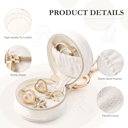 Oranllow 2 Pcs Portable Jewelry Ring Holder Box with Keychain, Small Jewelry Storage Box Case Travel Ring Earring Stud Nec...