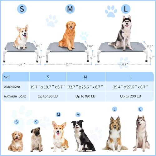 Elevated Cooling Dog Bed, Raised Outdoor Dog Bed for Medium Dogs, Portable Pet Cots with No-Slip Rubber Feet, Double Layer...