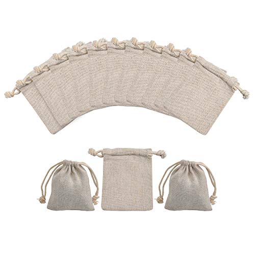 calary 50pcs Double Canvas Drawstring Gift Bag Cotton Pouch Gift Sachet Bags Muslin Bag Reusable Tea Bag 5x7 Inch