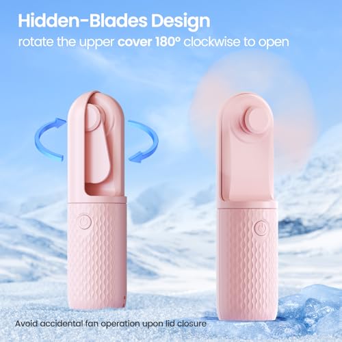 Handheld Mini Fan, Rechargeable Battery Operated small Portable Fan Up to 15 Working Hours, Powerful Safety Design Pocket ...