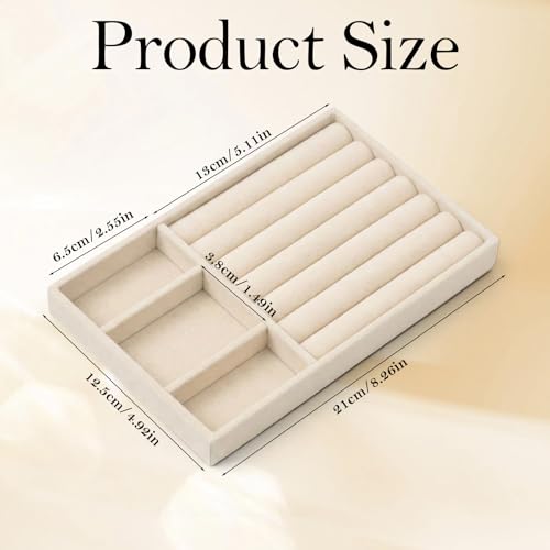 Bruislard Jewelry Box Insert Organizer for Drawer, Stackable Trays Velvet Jewelry Drawer Inserts, Ring Earring Stud Neckla...