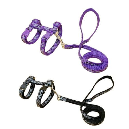 2 Pack Cat Harness and Leash Set with Collar, Escape Proof & Adjustable Kitten Harness for Small to Medium Cats, Walking &...