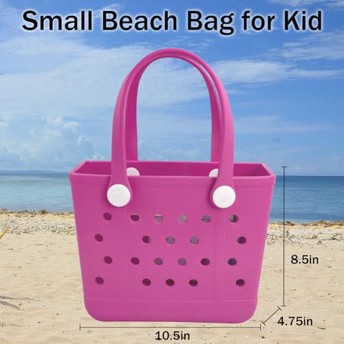 Juyeesm Small Rubber Beach Bags for Kids, Waterproof Sandproof Rubber Tote Bags Pool Bag for Travel, Boat, Sport