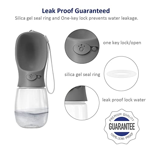 WePet Portable Dog Water Bottle with Food Container, 12 OZ + 6 OZ, Leak Proof Puppy Water Dispenser with Drinking Feeder f...