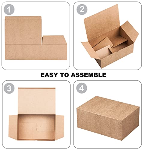 10 Pack Brown Gift Boxes, 9.45x6.5x4 Inches Kraft Paper Boxes with Lids for Valentine's, Birthday party, Wedding, Cupcake ...