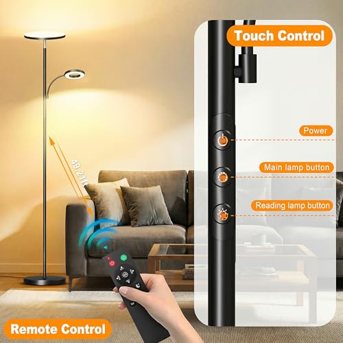 marctronic Floor Lamp, Upgraded 42W 4000LM Super Bright LED Floor Lamp for Living Room Bedroom, Dimmable Standing Reading ...
