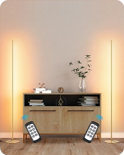 EDISHINE LED Corner Floor Lamp, Set of 2 Minimalist Dimmable Light with Remote, 57.5" Tall Standing Lamp for Living Room, ...