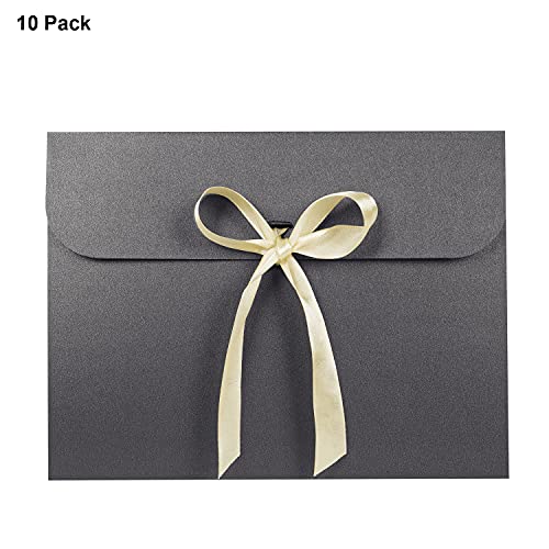 10pcs Paper Envelope Gift Bags with Ribbon Bowknot Holiday Envelope Party Gift Card Packaging Bag Wedding Presents Box for...