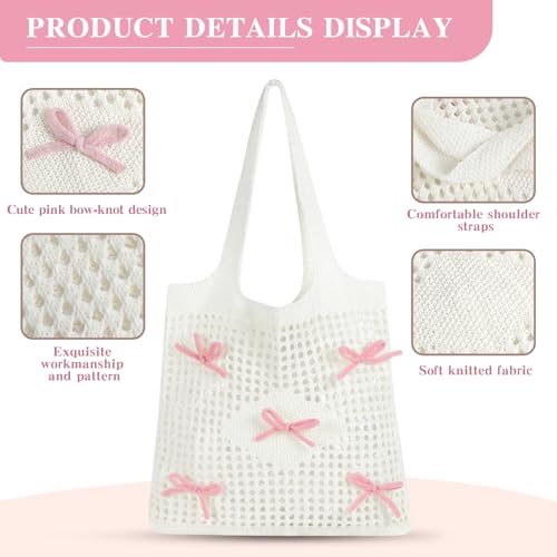 Topdear Crochet Tote Bag, Aesthetic Mesh Crochet Beach Bag, Hippie Knitted Tote Bag for Women
