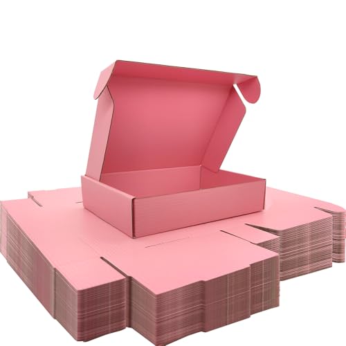 Lmuze 9x6x2 inches Small Shipping Boxes Set of 50 - Pink Mailer Corrugated Cardboard Boxes for Shipping Packaging Mailing ...