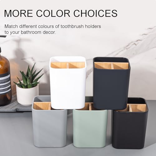 Bamboo Toothbrush Holder for Bathrooms, 3 Slots Toothbrush and Toothpaste Holder Bathroom Counter Organizer for Electric T...