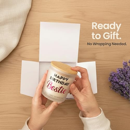 Wick and Wit Bestie Birthday Gifts for Women - Happy Birthday Bestie Gifts for Women Friend Friendship Soy Candle Gift Set...