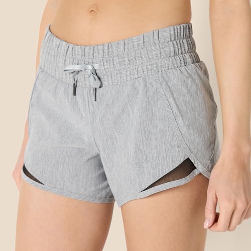 Amazon Essentials Women's Regular-Fit Athletic Ruched Waistband Woven Running Shorts with Zip Pocket