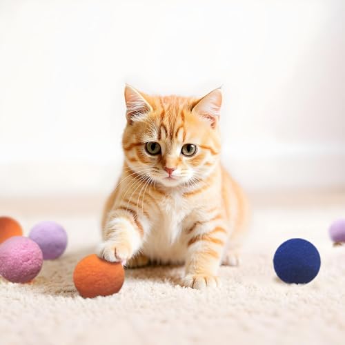 YULOYI Cat Toys for Indoor Cats, Cat Toys Balls, 20 Packs Interactive Cat Toy Set with Colorful Bell, Jingle Bell, Rainbo...