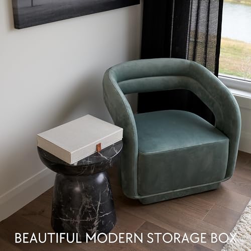 ZICOTO Decorative Photo Storage Box with Lid - A Beautiful Linen Organizer Perfect to Safely Store Your Pictures, Document...
