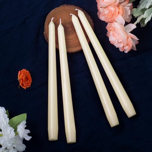 Everymoment Ivory Taper Candles - 4 Pack 10 Inch Candlesticks - Dripless & Smokeless Tapered Candle 8 Hours Unscented Crea...