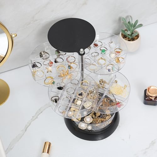 Clear 360 Degree Rotating Acrylic Jewelry Organizer for Dresser,Small Travel Earring Storage Box and Earring Organizers Ca...