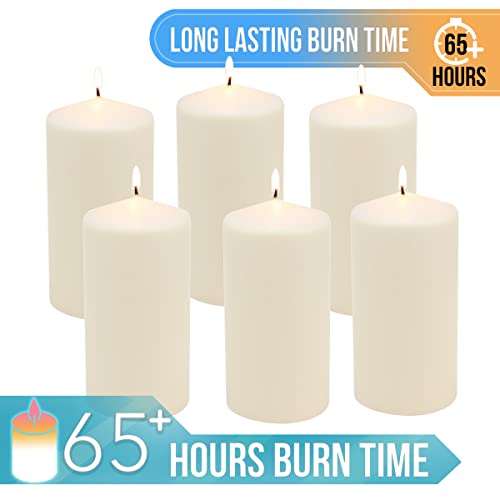 Stonebriar Unscented Pillar Candles – 65 Hour Burn Time, Long-Lasting Wax Candles for Weddings, Holidays, Home Décor & Spe...
