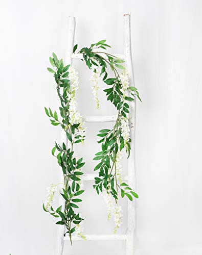 DearHouse 2Pcs 6Ft/Piece Artificial Flowers Wisteria Garland Artificial Wisteria Vine Hanging Flower Greenery Garland for ...
