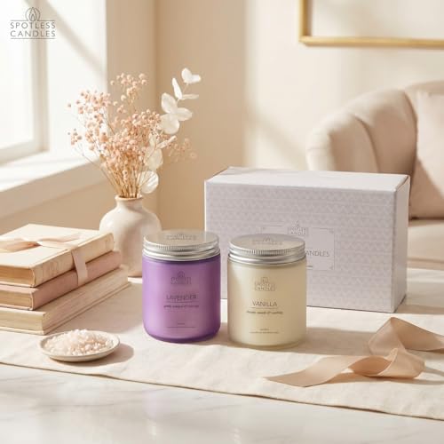 Aromatic Candles Two Pack - 2 x 8 oz Lavender & Vanilla in a Gift Pack, Classic Candle Set for Men and Women by Spotless L...