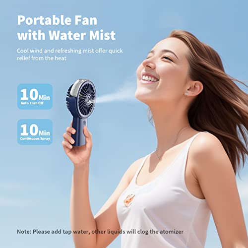 Otlonpe Handheld Misting Fan Portable, Small Personal Hand Held Rechargeable Mist Fan Water Spray, 4000mAh Battery Operate...