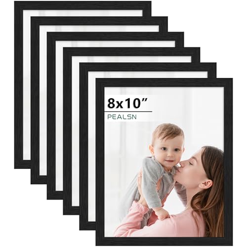 PEALSN 8x10 Picture Frame Set of 6, Black Picture Frames with HD Plexiglass,Wall Gallery Photo Frames for Wall Mounting or...