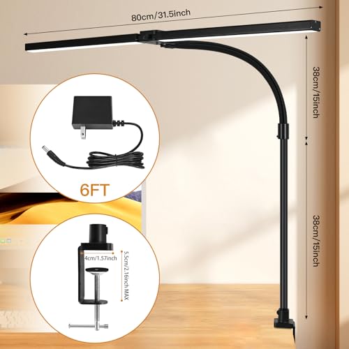 MACASA LED Desk Lamp for Office Dorm Home - Eye Caring Desk Light with Timer, Remote Control 24W Brightest Dual Screen Com...