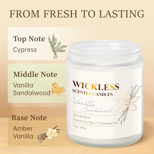 Vanilla Sandalwood Wickless Candle for Candle Warmer Lamp with 10ml Essential Oil for Custom Aroma, Flameless Non-Toxic So...
