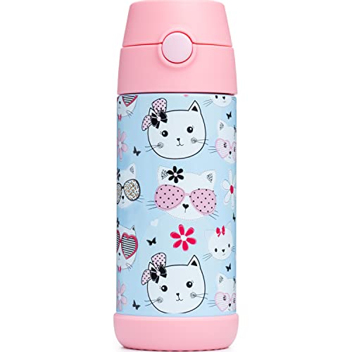 Snug Insulated Kids Water Bottle with Straw & Spout – Double-Wall Stainless Steel, Leakproof, Easy-Flip Lid – For School, ...