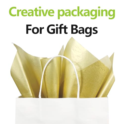 Bobobag 100 Sheets 14"X20" Metallic Gold Tissue Paper for Gift Bags, Christmas Gift Wrapping, Birthday,Anniversary, Holida...