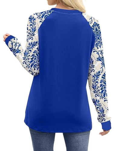 WIHOLL Long Sleeve Shirts for Women Color Block Raglan Tops Casual Crewneck Basic Tees Fall Clothes 2026 Fashion