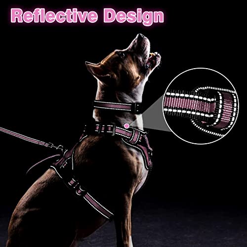WINSEE Pet Harness Collar and Leash Set, All-in-one Reflective Dog Harness No Pull with Adjustable Buckles for Puppies, Sm...