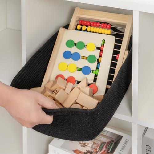 CubesLand Cute and Durable Small Cotton Rope Basket for Organizing, Woven Closet Storage Bin,Shelves Closet Storage Baske...