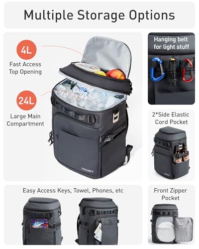 TOURIT 38 Cans Backpack Cooler: Leak Proof Waterproof 2 Insulated Compartments Soft Cooler Bag Beach Travel Camping Picni...