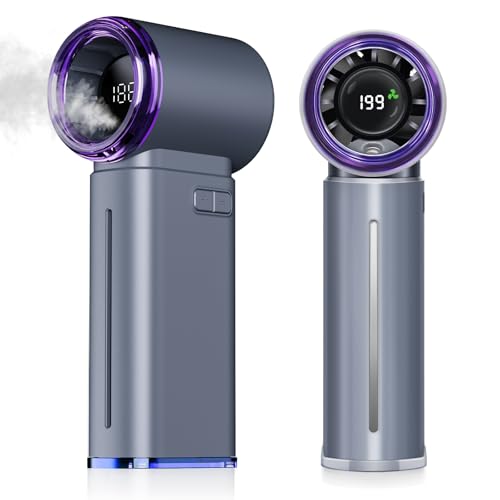 Portable Handheld Fan, Powerful Mini Hand Held Fan, 5000mAh Rechargeable, Digital Display, 1-199 Speeds Adjustable, Person...