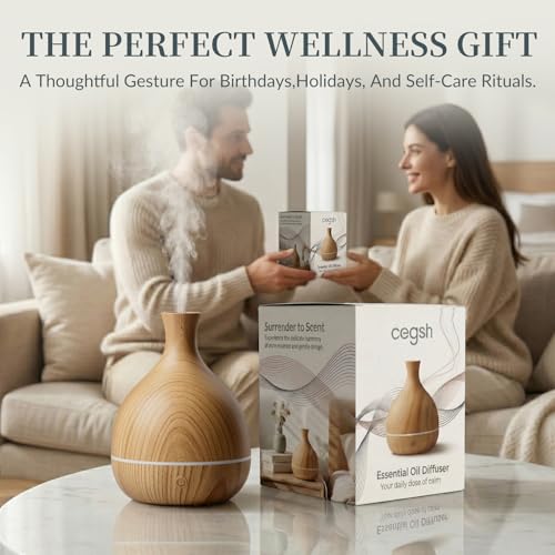 Cegsin Essential Oil Diffuser with Adapter, 100ml Small Aromatherapy Scent Machine for Home & Office Desk, 7 Color LED Coo...