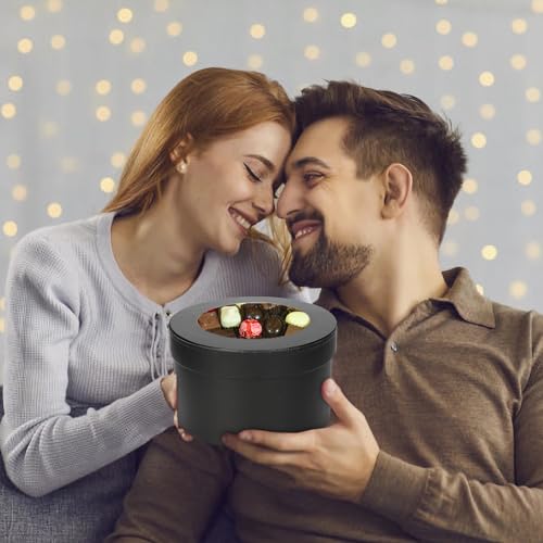 Flower Boxes for Arrangements Nesting Round Gift Boxes with Clear Lids Black Round Boxes for Flowers Set of 4 Assorted Siz...