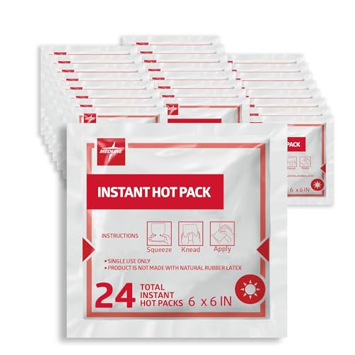 Medline Instant Warm Pack, Disposable, 6" x 6", 24 per Pack, Heat Packs for Pain Relief, Muscle Soreness and Increased Blo...