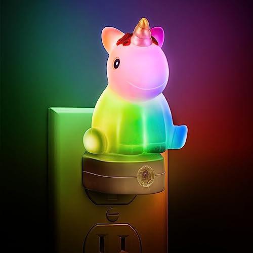 L LOHAS LED Plug-in Night Light for Kids, Cute Color Changing LED Night Light with Dusk to Dawn Sensor, Christmas, Birthda...