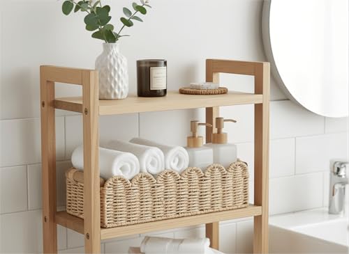 CubesLand Scalloped Edge Toilet Paper Storage Basket, Living Room Home Cozy Decor Basket, Paper Rope Small Baskets for Ove...