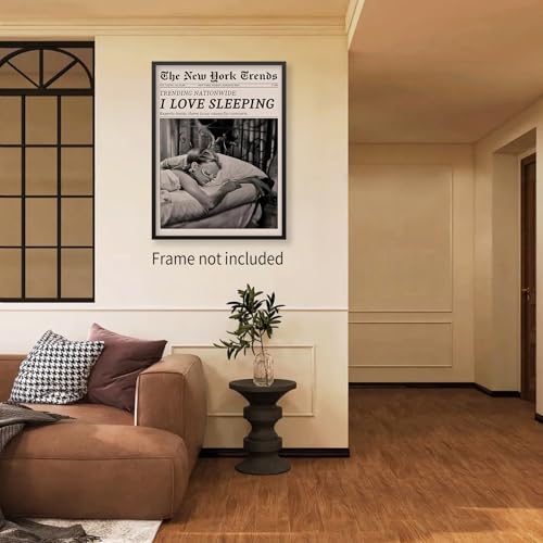 VERENIX Retro Black and White Feminist Wall Art Newspaper Aesthetic Canvas Posters Vintage Funky Girl Sleeping Prints for ...