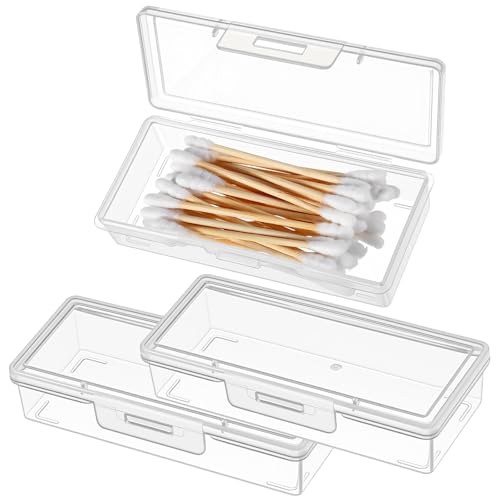 Sibba 3 x Plastic Cotton Swab Holder Clear Small Dental Floss Picks Storage Box Flossers Cotton Pad Holder with Dustproof ...