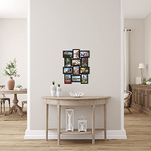 MELANNCO Collage Picture Frame for Wall, Holds 12 Photos - Six 4x6 and Six 6x4 Images, 18x23 Inch Black Plastic Frame, Han...