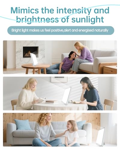 Plynvexa Light Therapy Lamp with 10,000 Lux, UV-Free, LED Bright White Light with 3 Color Temperature, 3 Brightness Level...