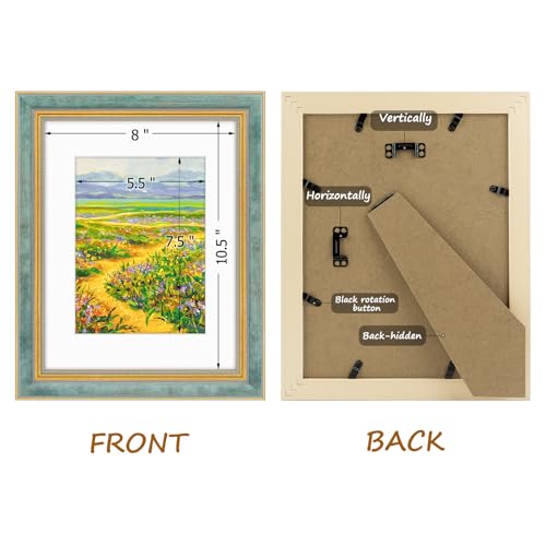Golden State Art, 8.5x11 Ornate Picture Frame With White Mat for 6x8 Photo or Display 8.5 x 11 Print without Mat Color Dis...