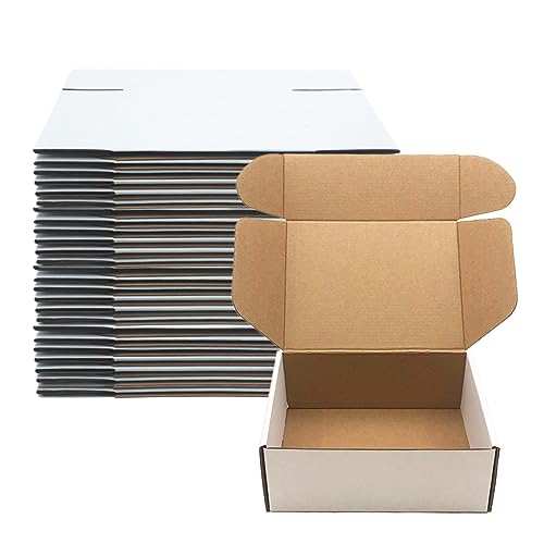 Livejun 8x6x3 inch Shipping Boxes Set of 25,White Corrugated Cardboard Box for Mailing Literature Mailer Small Business Pa...