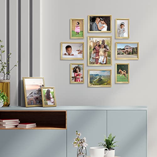 Icona Bay 5x7 Picture Frames (Gold, 6 Pack), Beautifully Detailed Molding, Contemporary Picture Frame Set, Wall Mount or T...