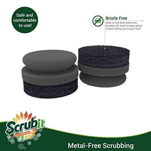 SCRUBIT Grill Cleaning Brush - Grill Sponge Bristle Free BBQ Cleaner with Heavy Duty Scrubber Pad, Safe Cast Iron and Grid...