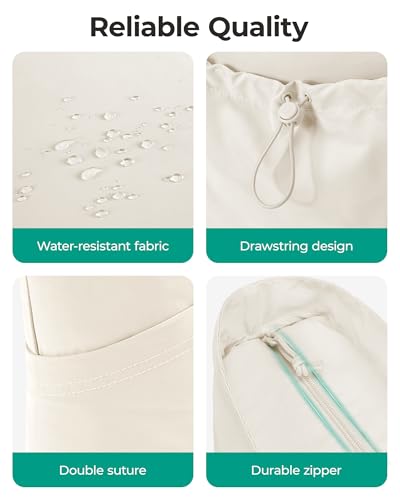 BAGSMART Foldable Tote Bag with Drawstring Bag, Tote Bag Shoulder Bag Top Handle Handbag for Travel, Work, Beach, Gym